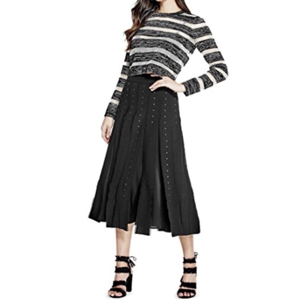 GUESS NWT Lita Studded Flyaway Midi Skirt size 6